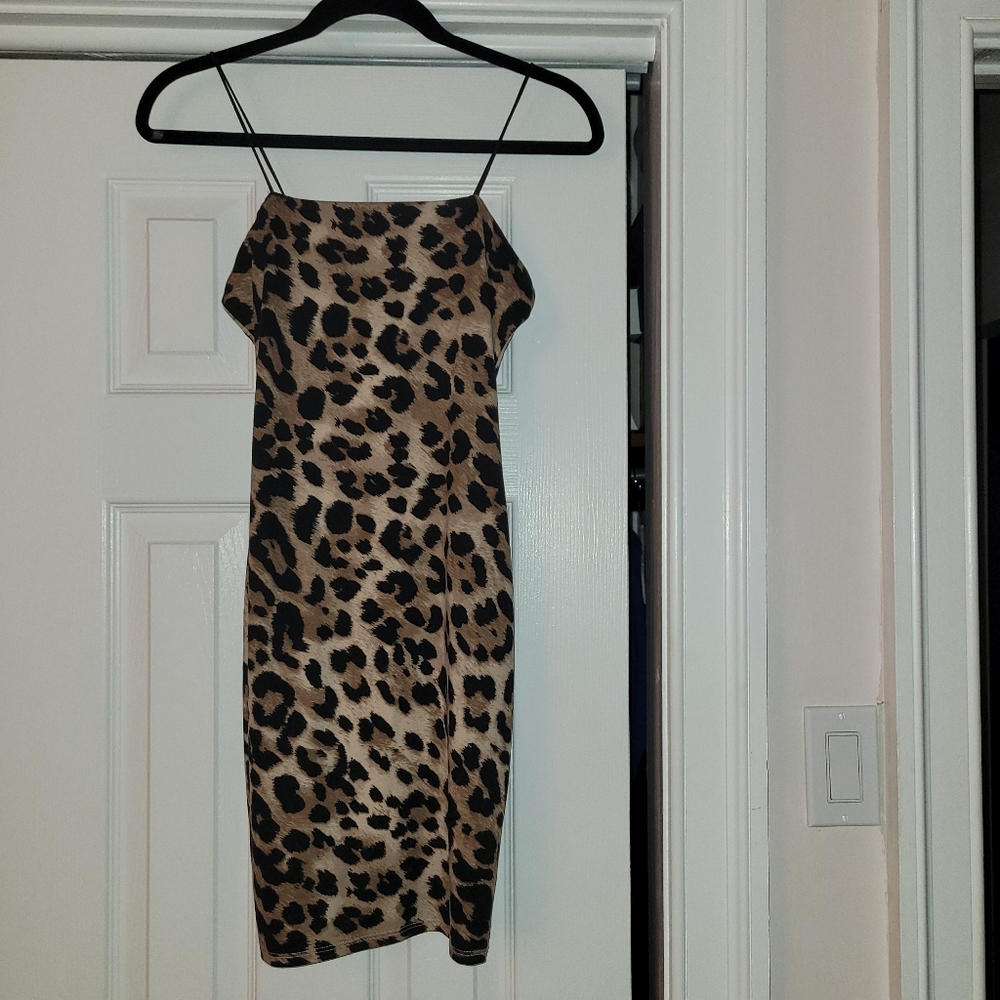 Leopard print mini dress